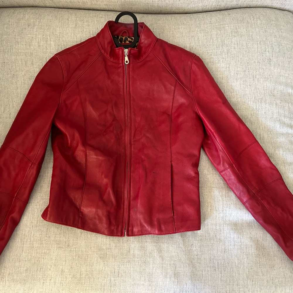 Red Leather Jacket X-Small. Used but in overall good condition.